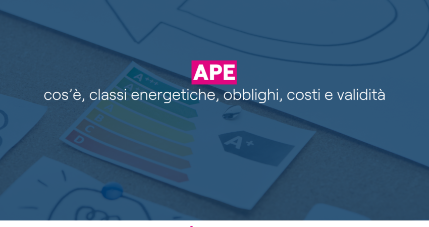 Grafica con certificato APE in filigrana e titolo dell'articolo